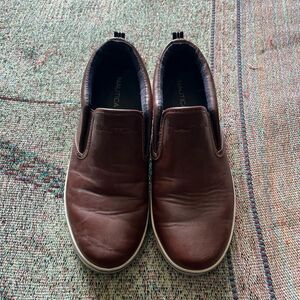 Nautica Brown Leather Loafers Sleek Slip-On Flats SZ 5 Boat Chunky Formal